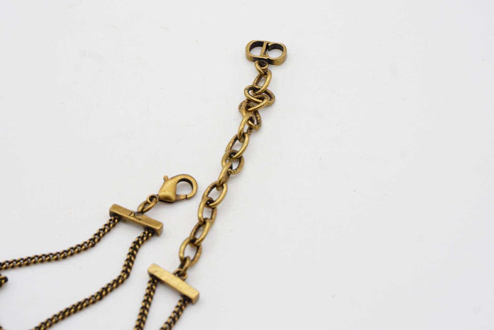 Christian Dior Vintage J'adior Logo Pendant Double Chain Choker Gold Necklace 7