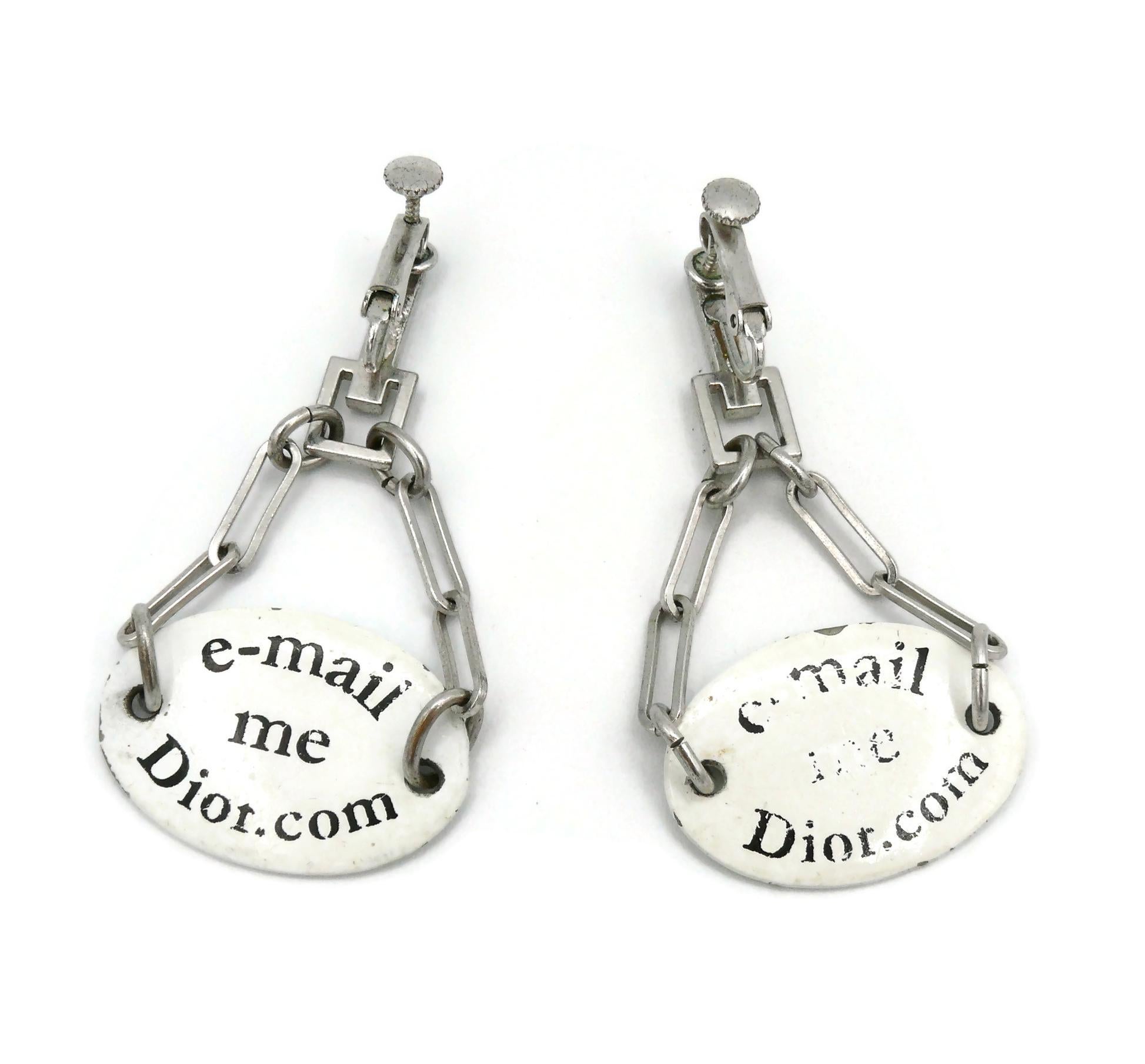 Christian Dior Vintage J'Adore Dior Enamel Dangling Earrings For Sale 1