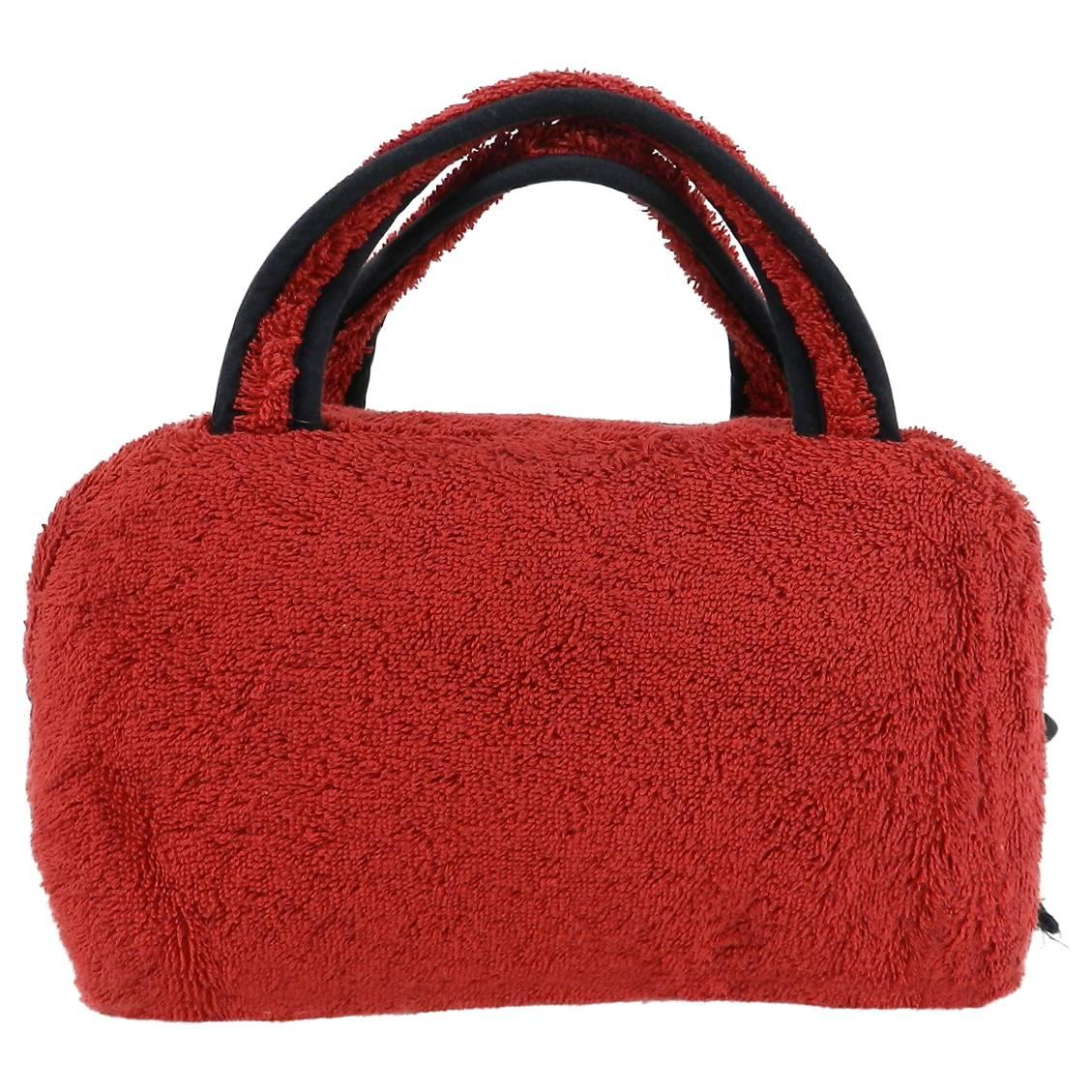Christian Dior Vintage J'adore Dior Red Terry cloth Small Bag at