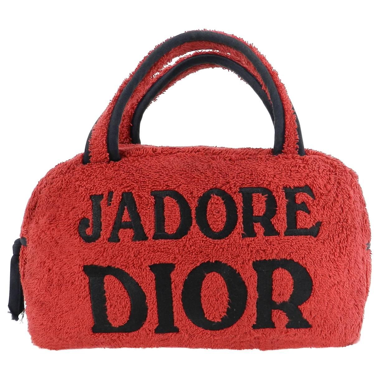 Christian Dior Vintage J'adore Dior Red Terry cloth Small Bag at