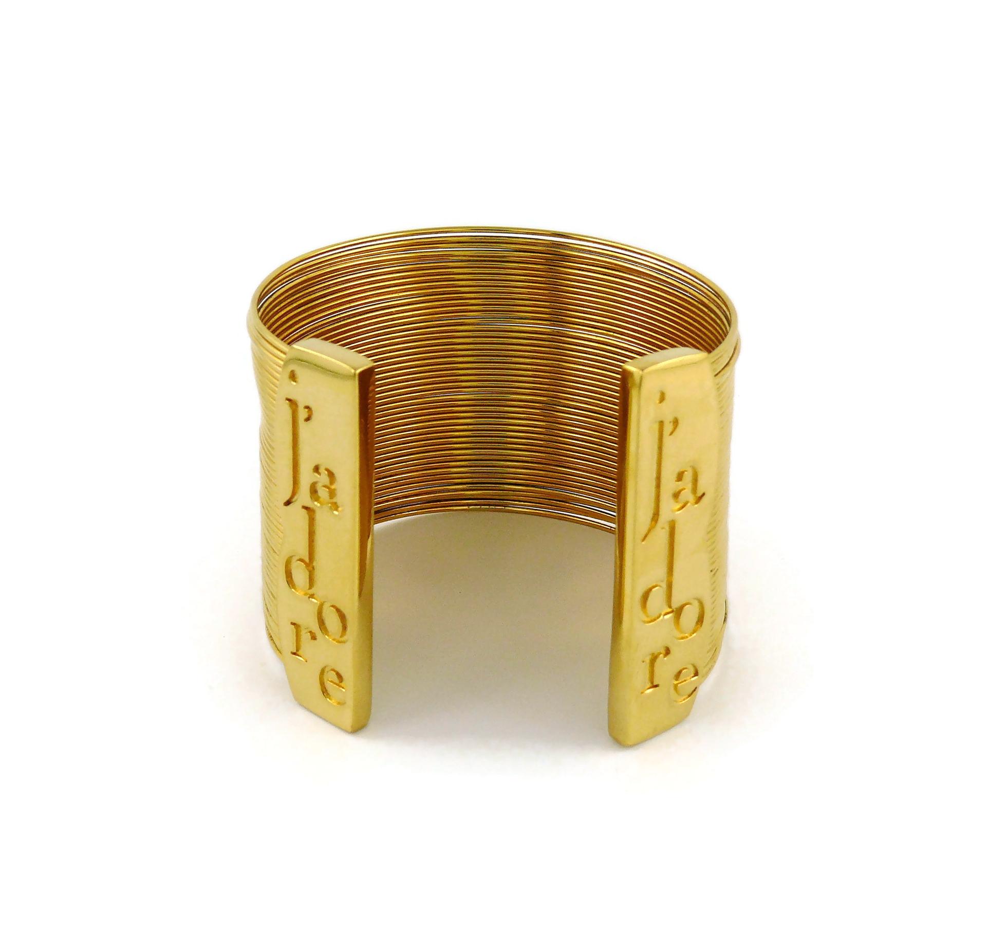 Christian Dior Vintage J'Adore - Bracelet manchette en fil d'acier couleur or 6