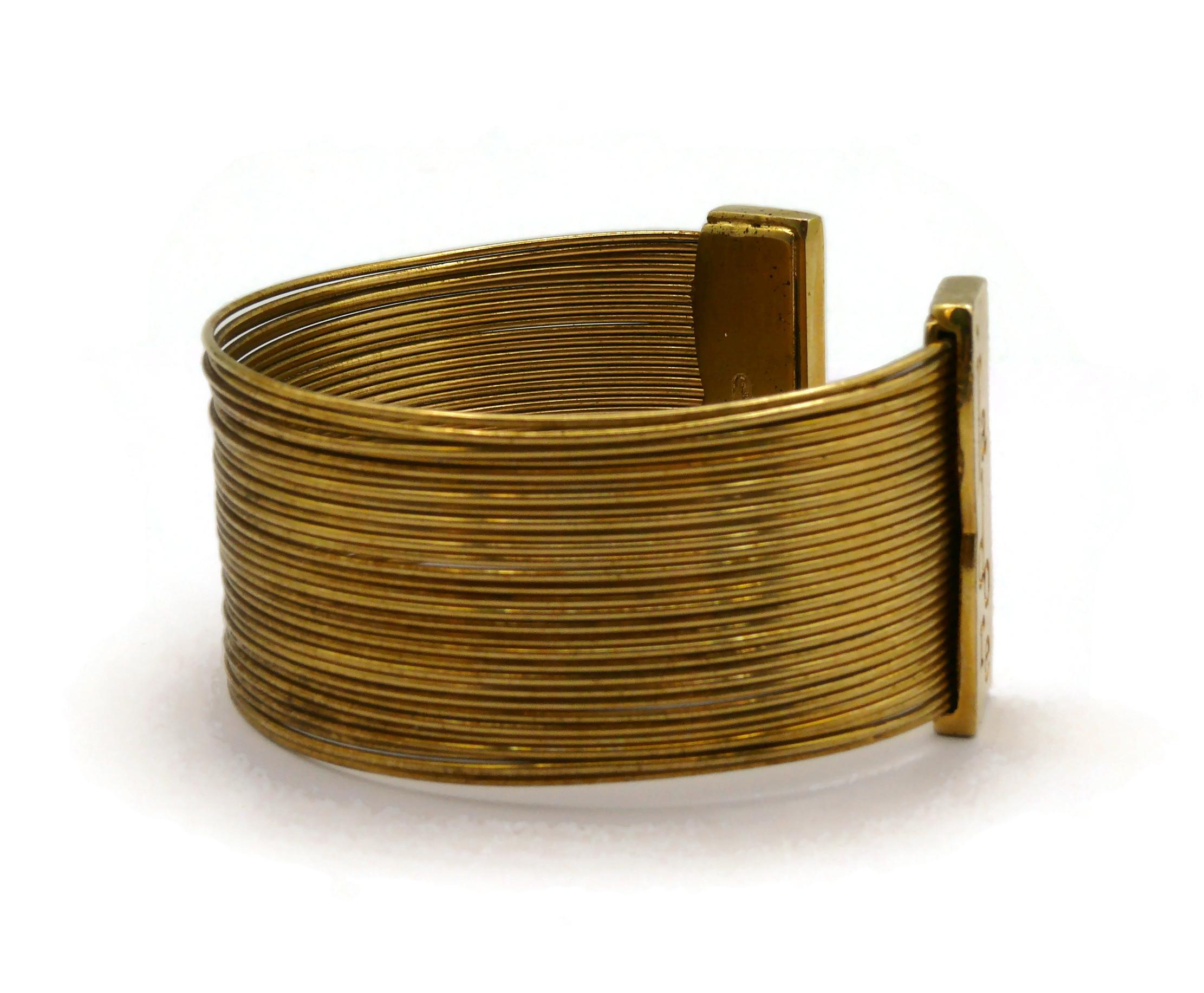 CHRISTIAN DIOR Vintage J'Adore Gold Toned Wire Cuff Bracelet 1