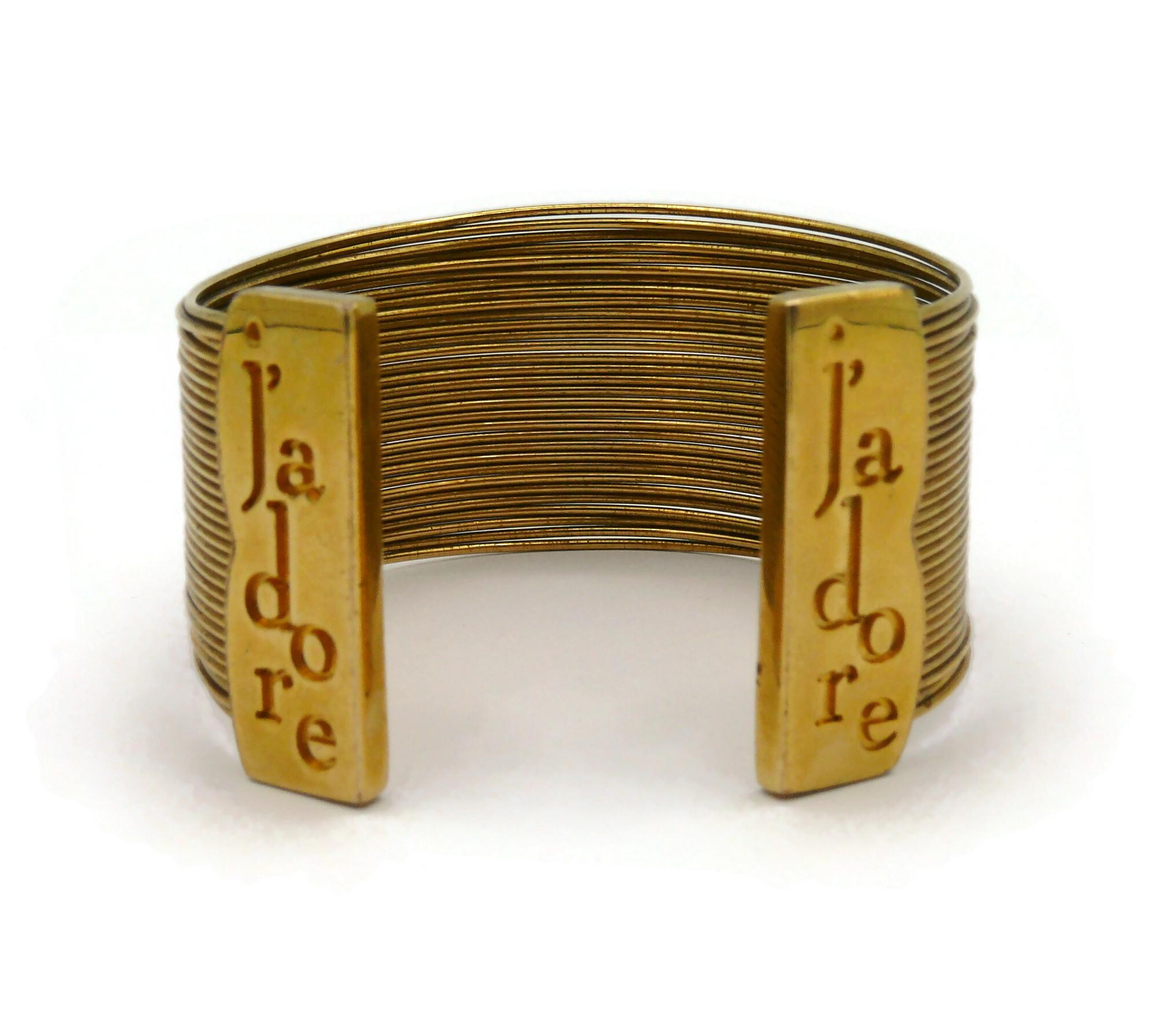 CHRISTIAN DIOR Vintage J'Adore Gold Toned Wire Cuff Bracelet 2