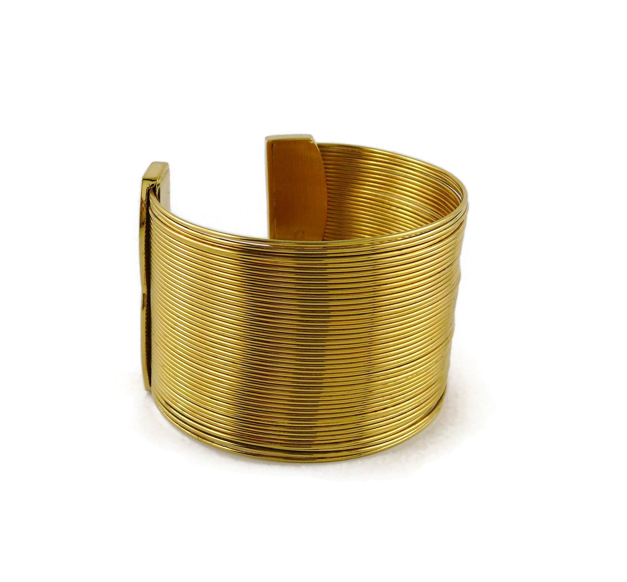 Christian Dior Vintage J'Adore Gold Toned Wire Cuff Bracelet 1