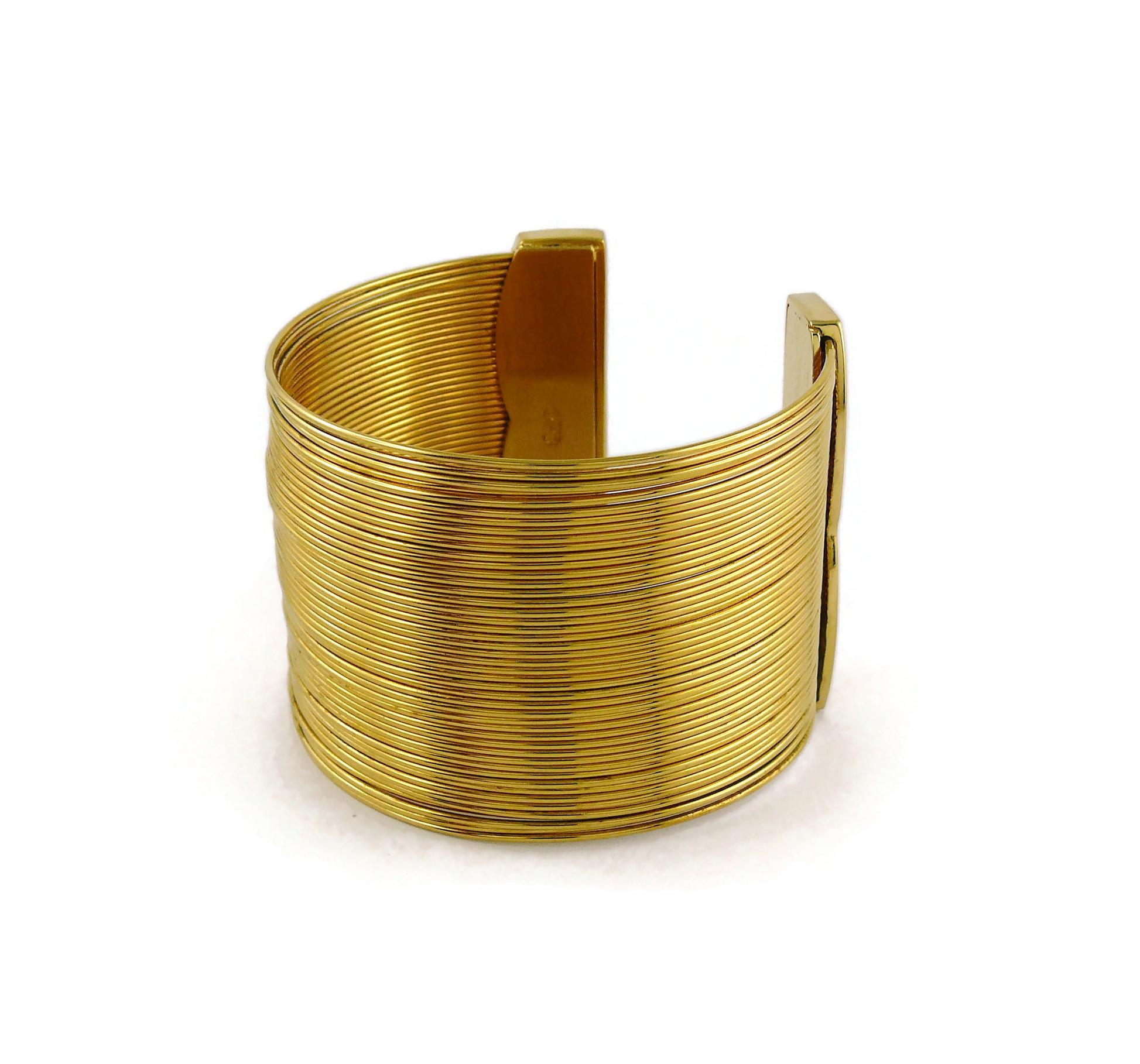 Christian Dior Vintage J'Adore Gold Toned Wire Cuff Bracelet 2