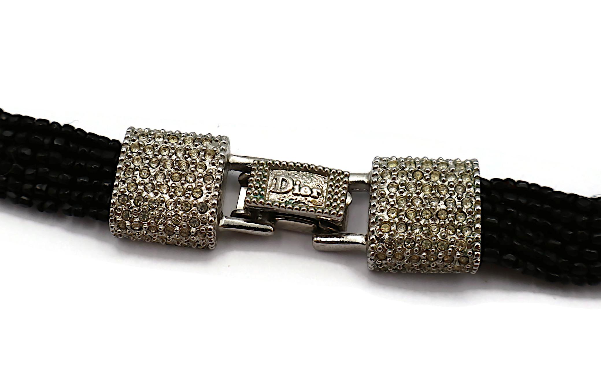 CHRISTIAN DIOR Vintage Jet Black Beaded Waterfall Necklace 3
