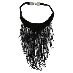 CHRISTIAN DIOR Vintage Jet Black Beaded Waterfall Necklace