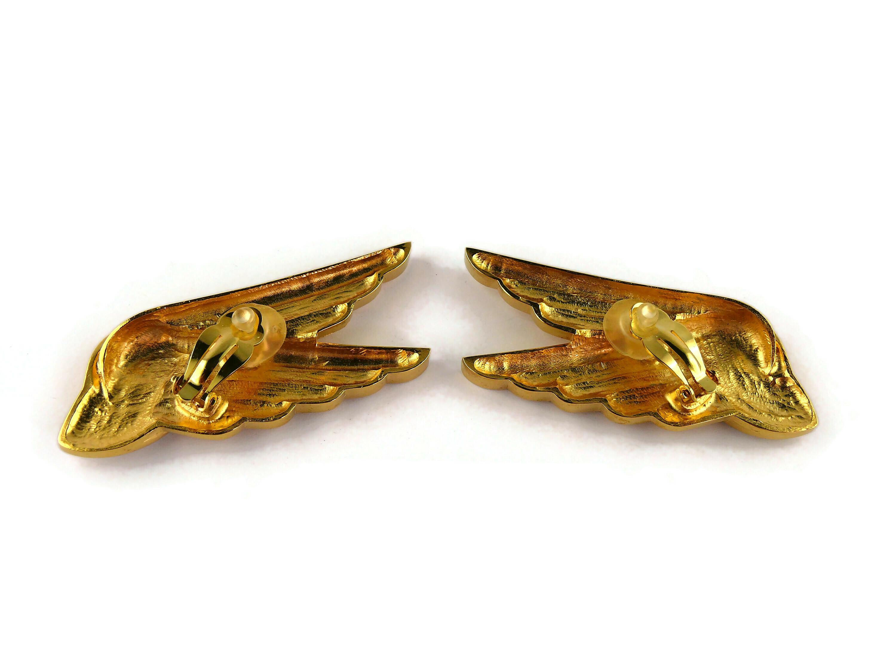 Christian Dior Vintage Jewelled Art Deco Streamline Wings Clip-On Earrings For Sale 1