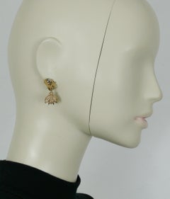 CHRISTIAN DIOR Vintage Jewelled Bee Dangling Earrings