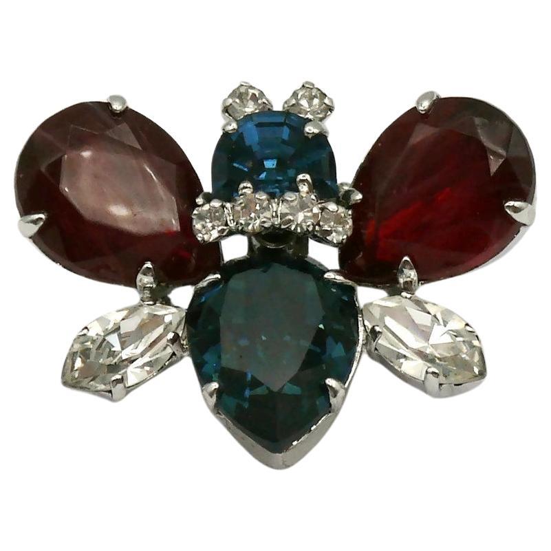 CHRISTIAN DIOR Vintage Jewelled Butterfly Brooch For Sale