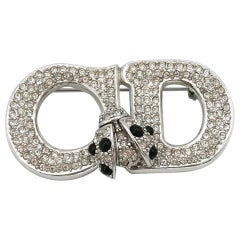 CHRISTIAN DIOR Vintage Jewelled CD Ladybug Brooch