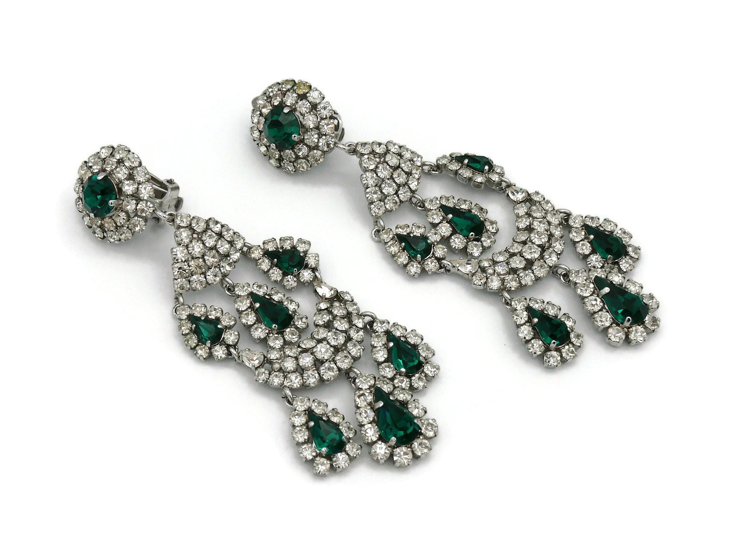 Christian Dior Vintage Jewelled Chandelier Earrings In Good Condition In Nice, FR