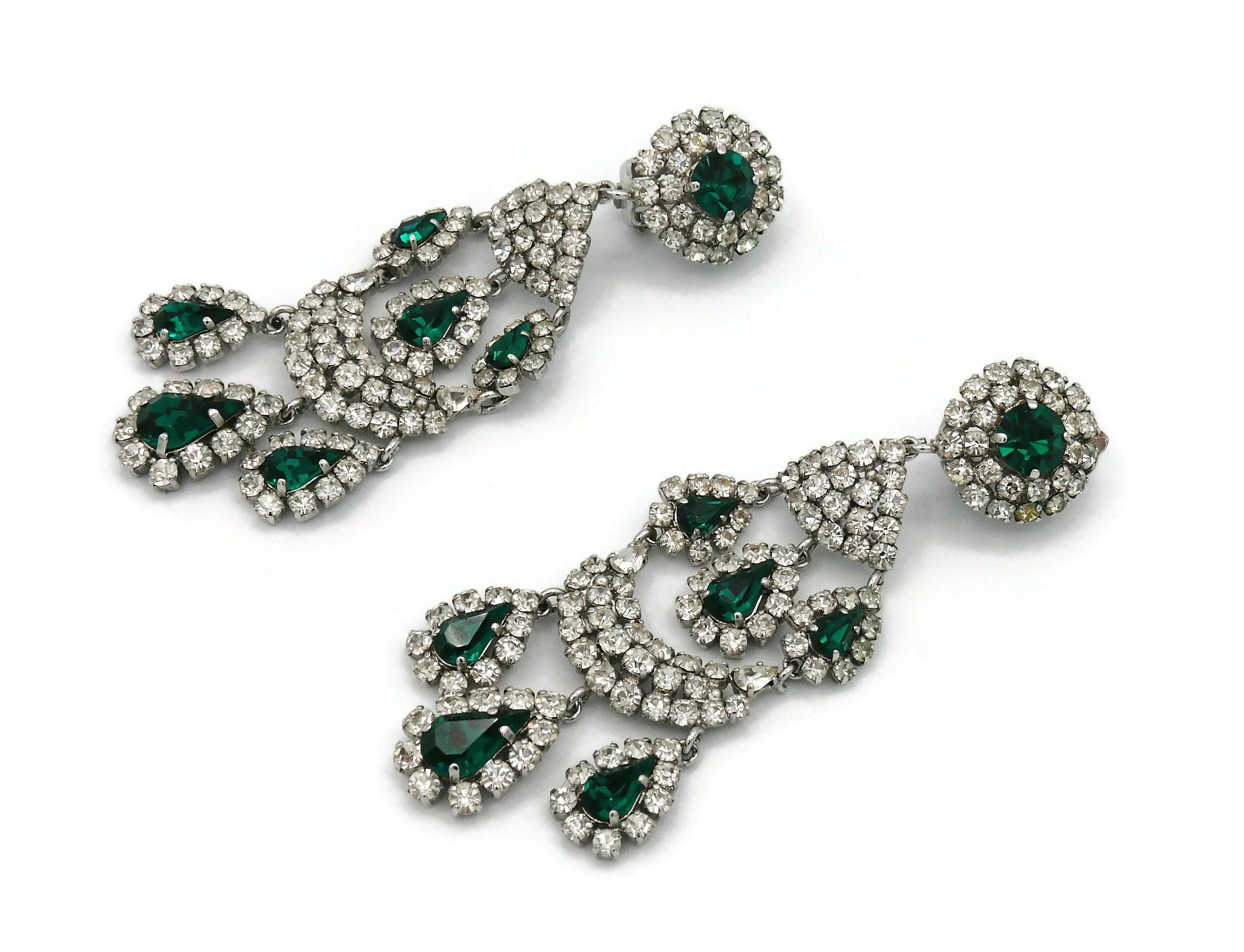Christian Dior Vintage Jewelled Chandelier Earrings 1