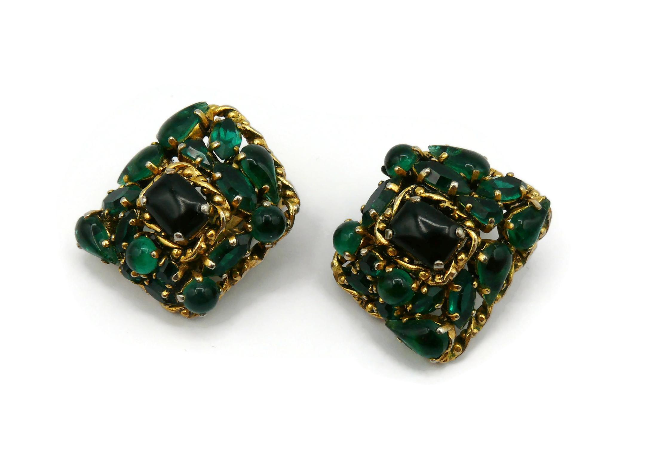 CHRISTIAN DIOR Vintage Jewelled Clip-On Earrings, 1963 For Sale 2