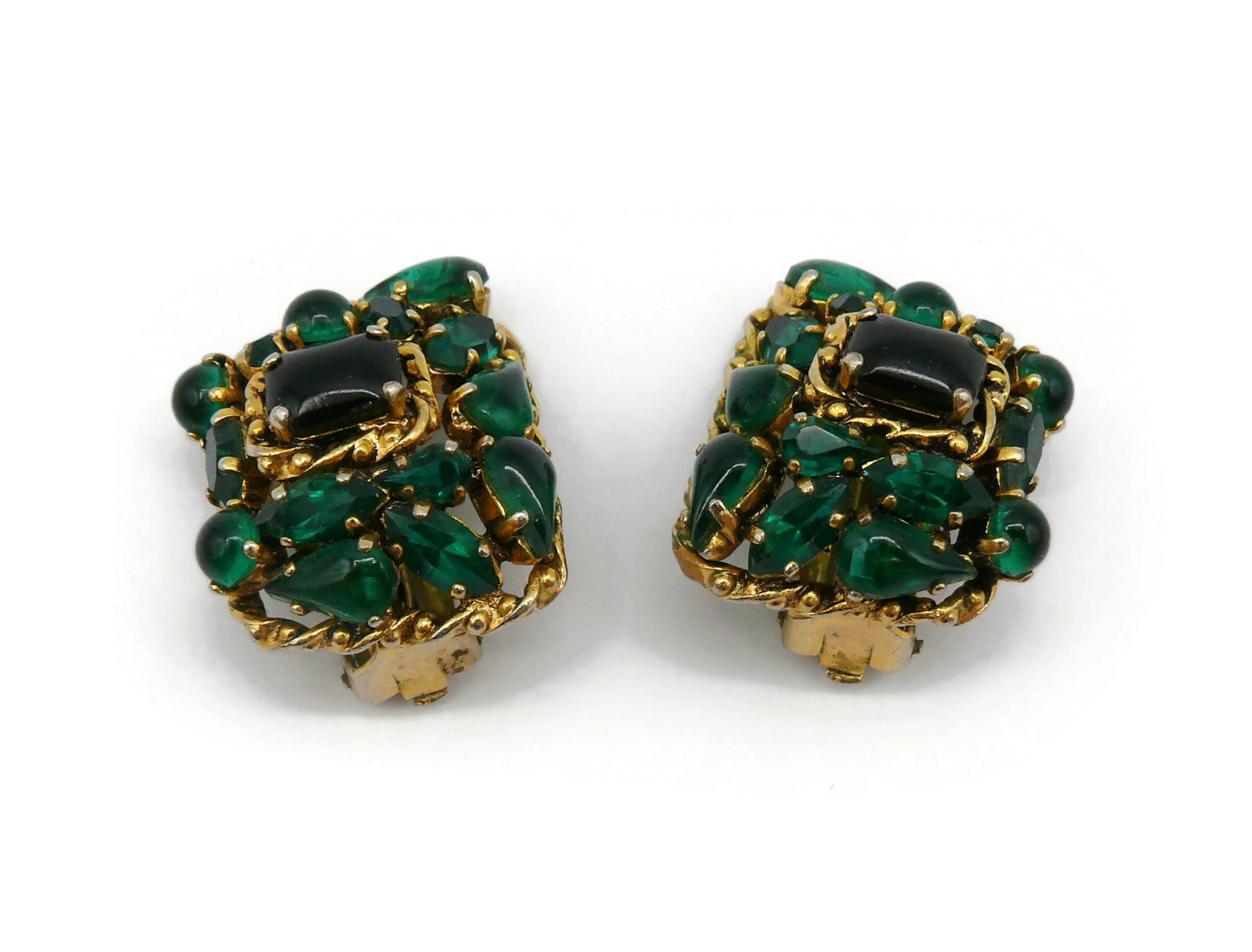 CHRISTIAN DIOR Vintage Jewelled Clip-On Earrings, 1963 For Sale 3