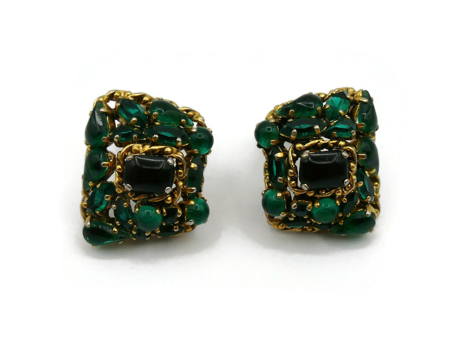 CHRISTIAN DIOR Vintage Jewelled Clip-On Earrings, 1963 For Sale 4