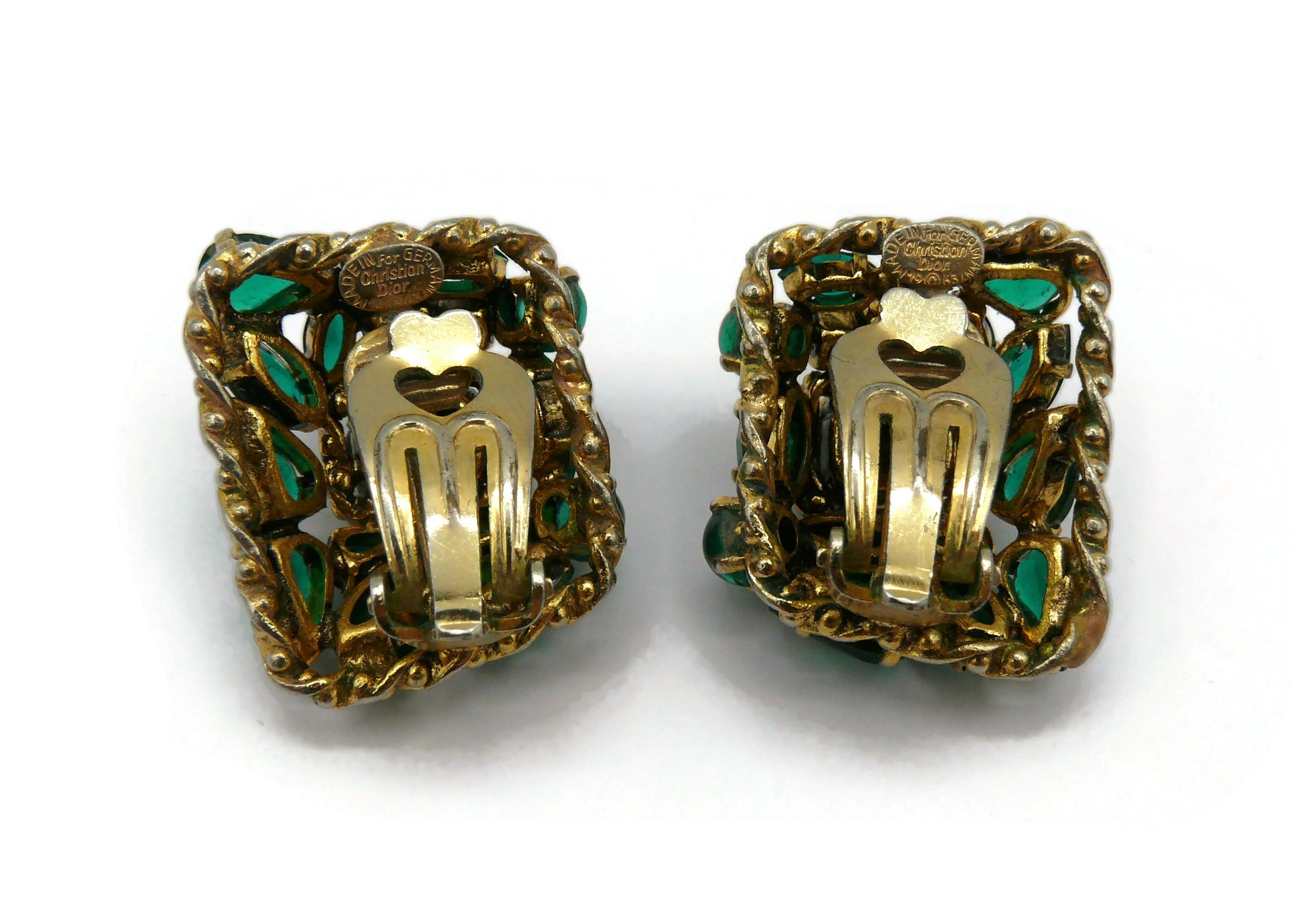 CHRISTIAN DIOR Vintage Jewelled Clip-On Earrings, 1963 For Sale 5