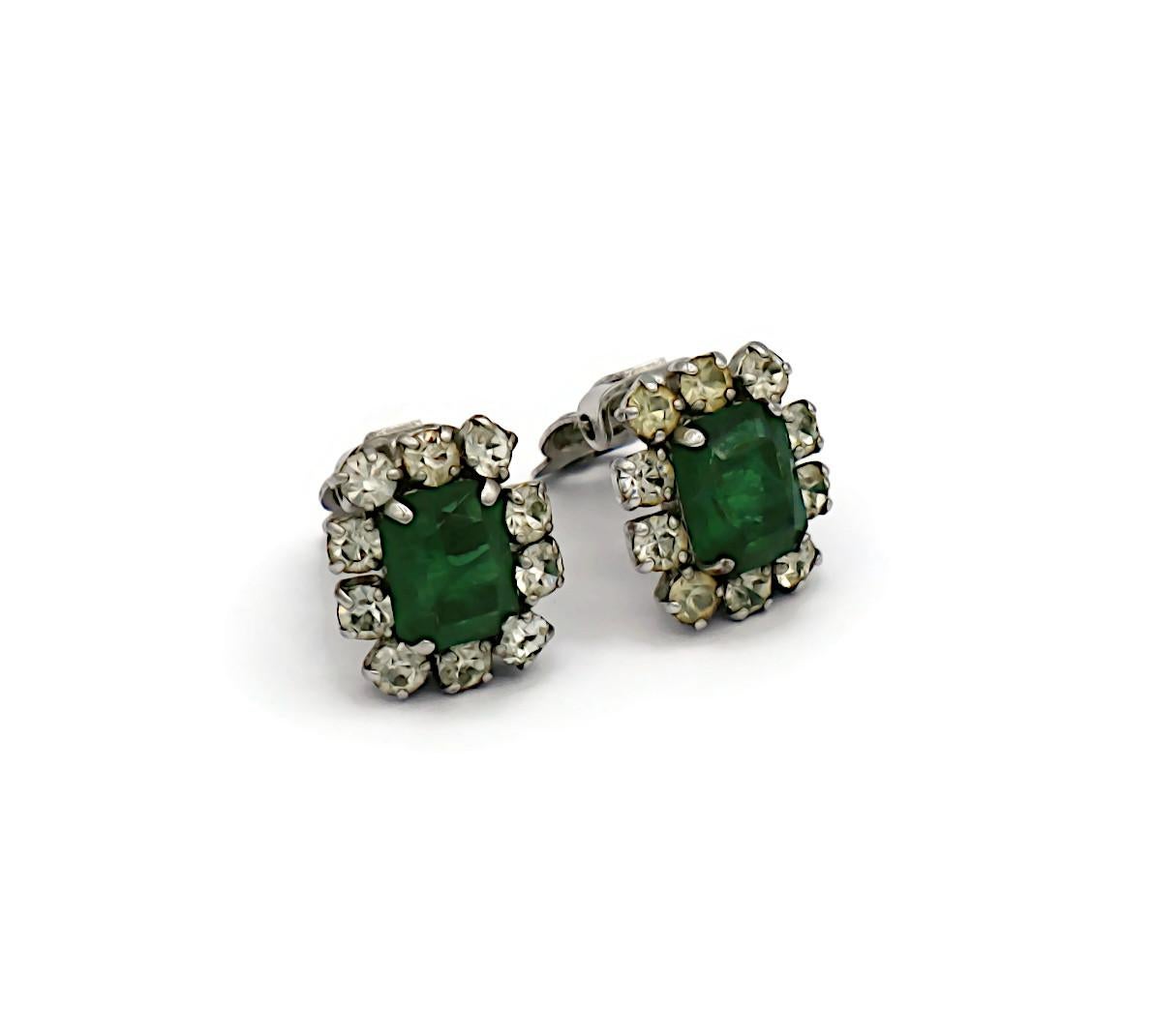 CHRISTIAN DIOR Vintage Jewelled Clip-On Earrings, 1970 In Good Condition For Sale In Nice, FR