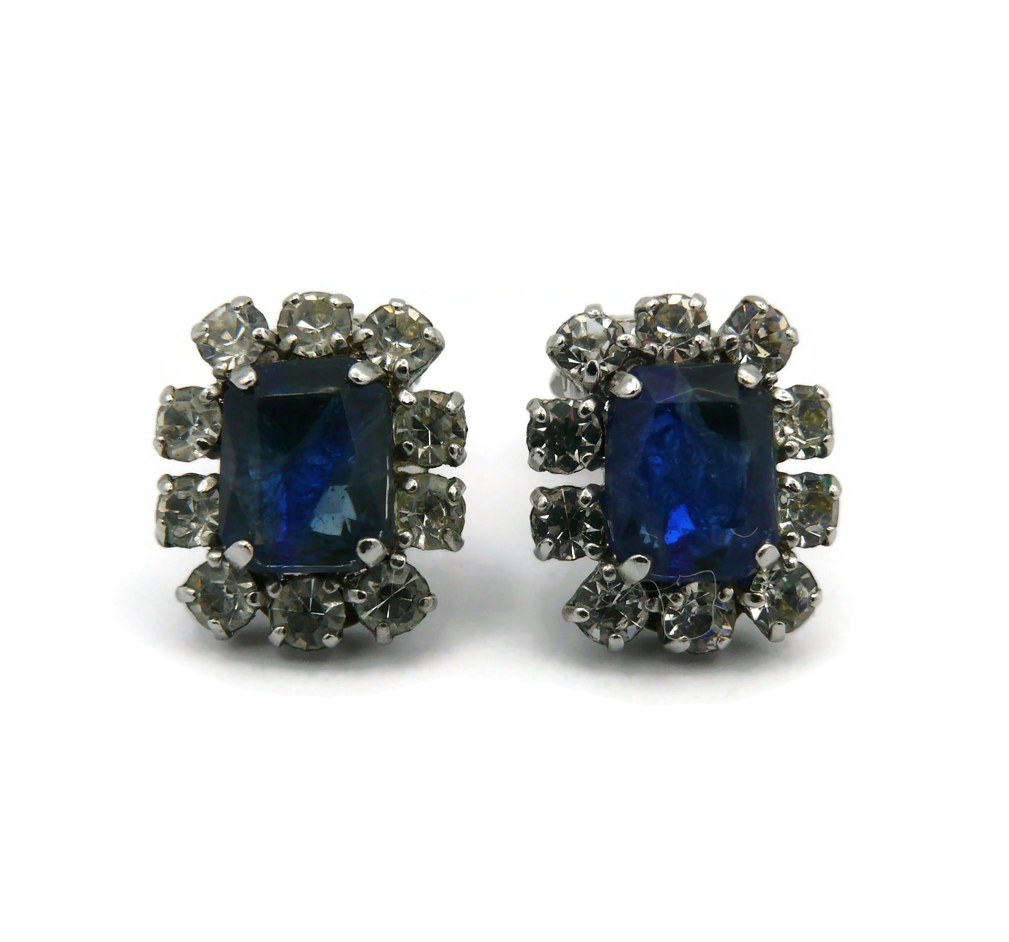 CHRISTIAN DIOR Vintage Jewelled Clip-On Earrings, 1970 For Sale 1