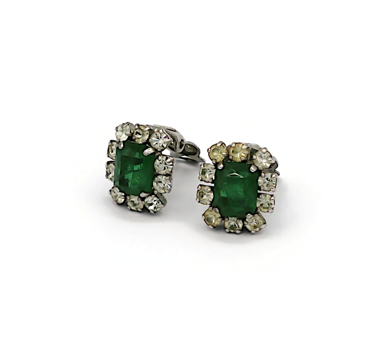CHRISTIAN DIOR Vintage Jewelled Clip-On Earrings, 1970 For Sale 1