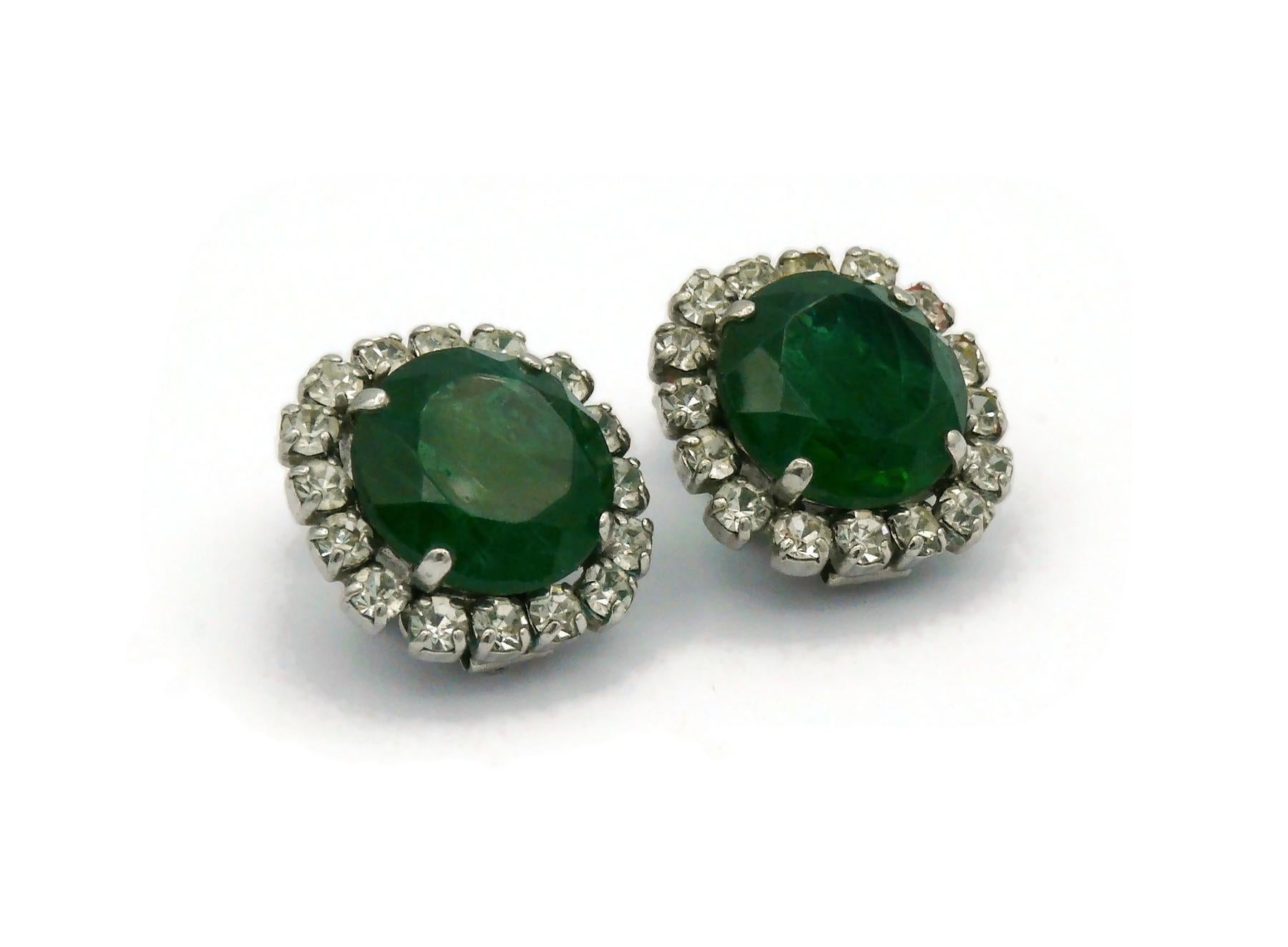 CHRISTIAN DIOR Vintage Jewelled Clip-On Earrings, 1970 For Sale 2