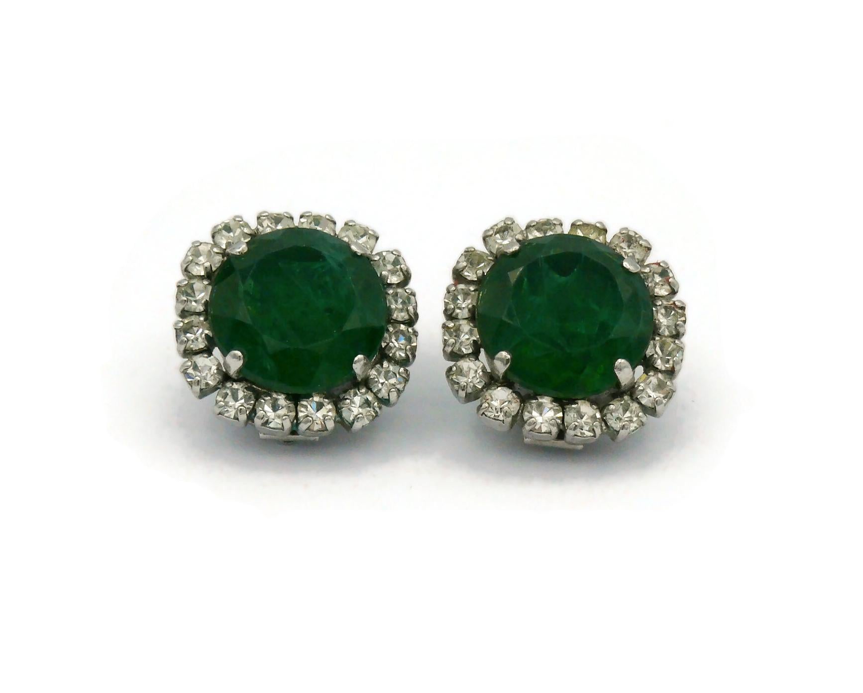 CHRISTIAN DIOR Vintage Jewelled Clip-On Earrings, 1970 For Sale 3