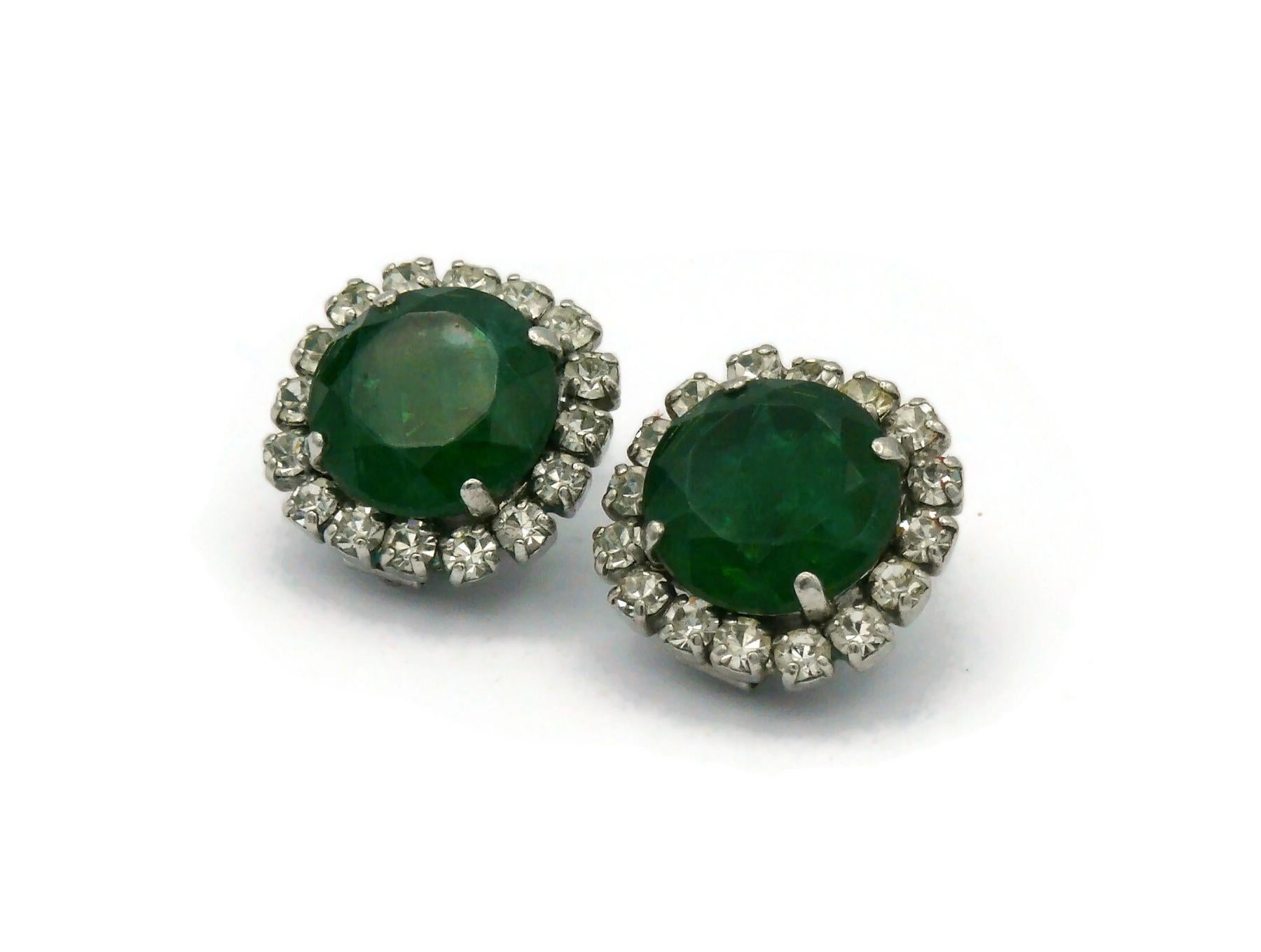 CHRISTIAN DIOR Vintage Jewelled Clip-On Earrings, 1970 For Sale 4