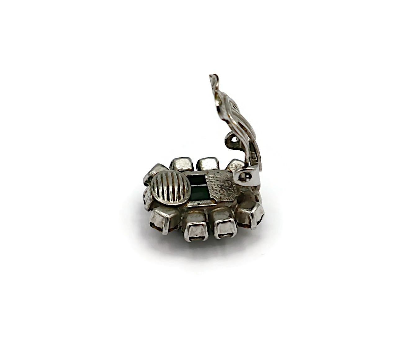 CHRISTIAN DIOR Vintage Jewelled Clip-On Earrings, 1970 For Sale 5