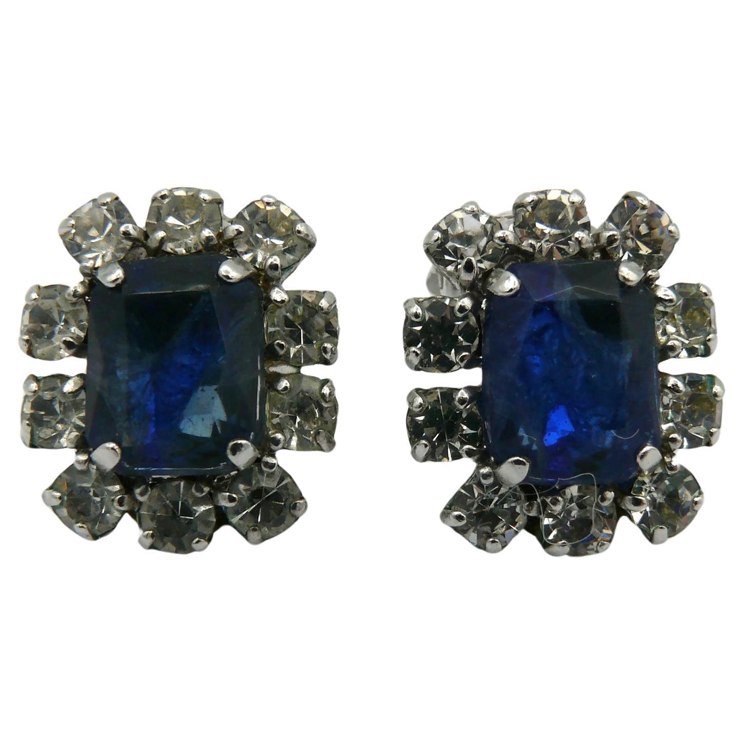 CHRISTIAN DIOR Vintage Jewelled Clip-On Earrings, 1970 For Sale