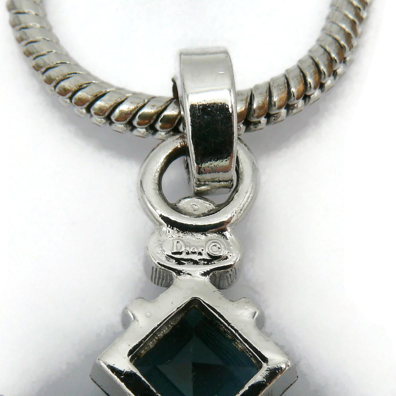 CHRISTIAN DIOR Vintage Jewelled Cross Pendant Necklace For Sale 9