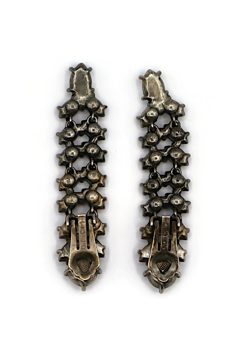 CHRISTIAN DIOR Vintage Jewelled Dangling Earrings For Sale 3