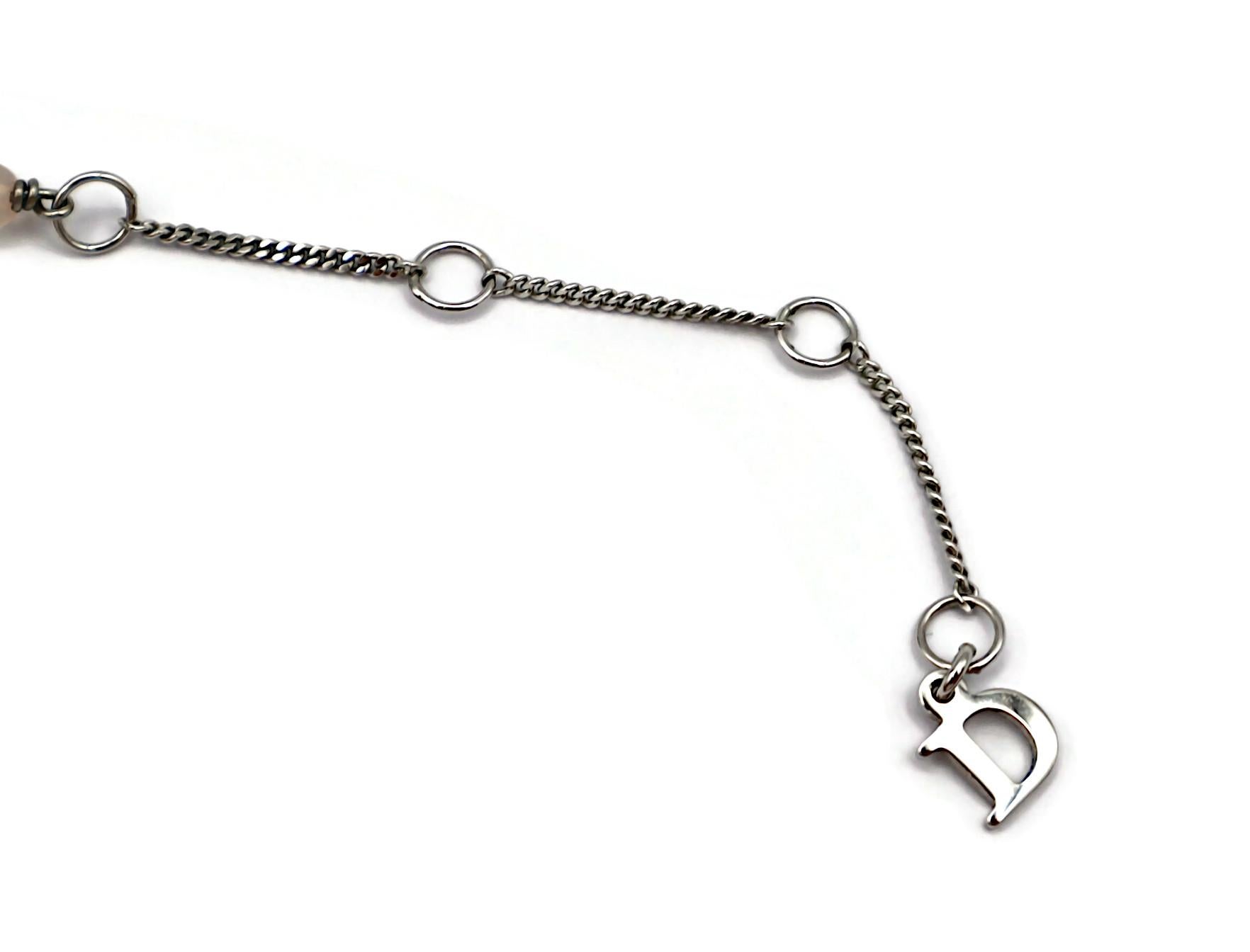 CHRISTIAN DIOR Vintage Jewelled Dangling Logos Necklace For Sale 7