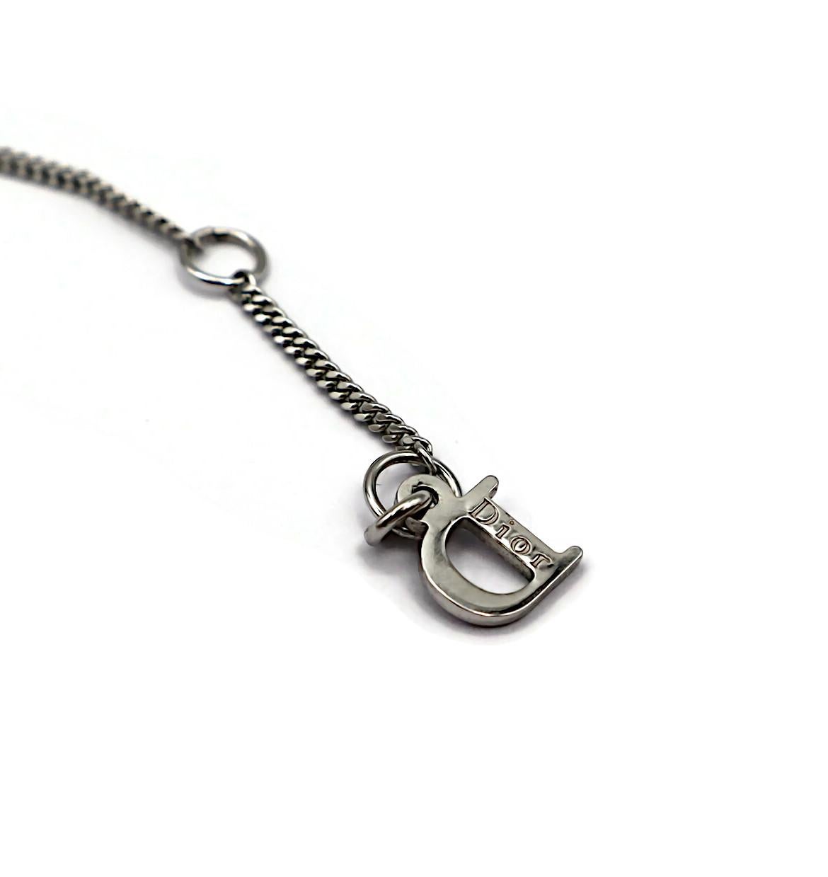 CHRISTIAN DIOR Vintage Jewelled Dangling Logos Necklace For Sale 8
