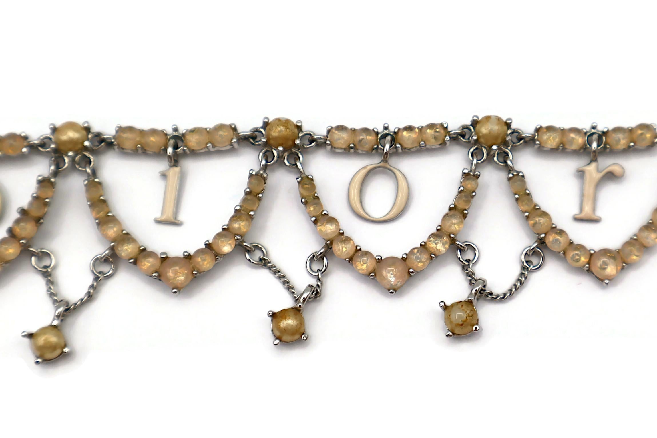 CHRISTIAN DIOR Vintage Jewelled Dangling Logos Necklace For Sale 5