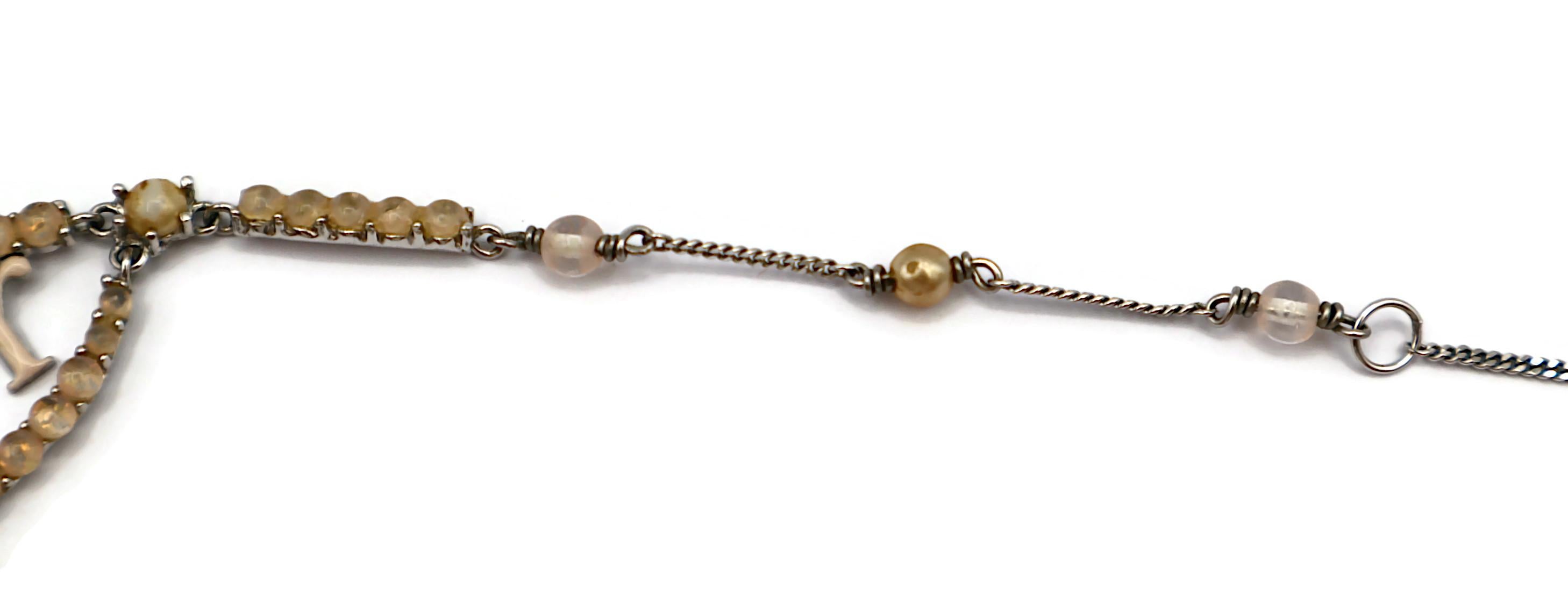 CHRISTIAN DIOR Vintage Jewelled Dangling Logos Necklace For Sale 6