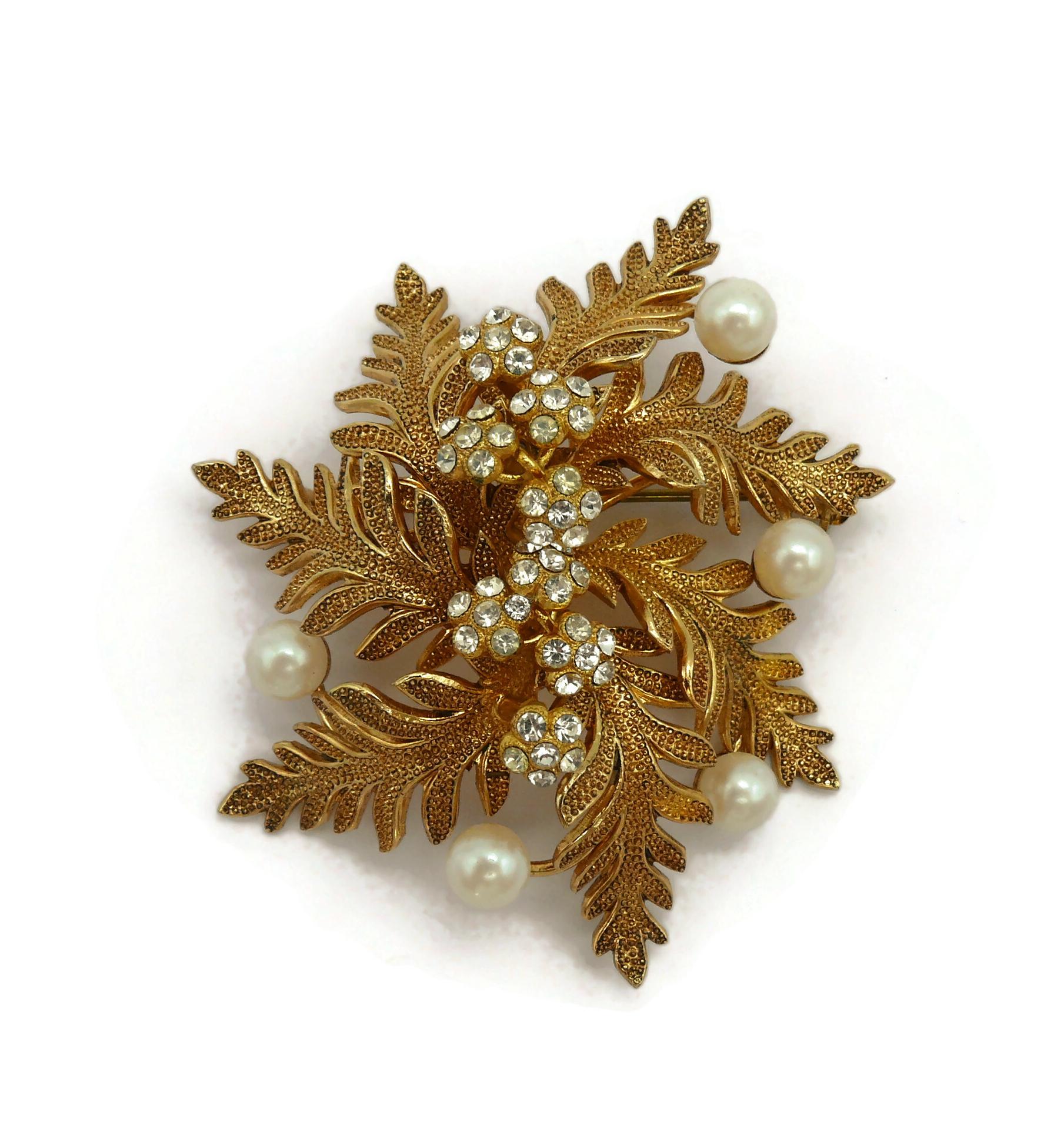 Women's CHRISTIAN DIOR Vintage Jewelled Floral Brooch, 1968 For Sale