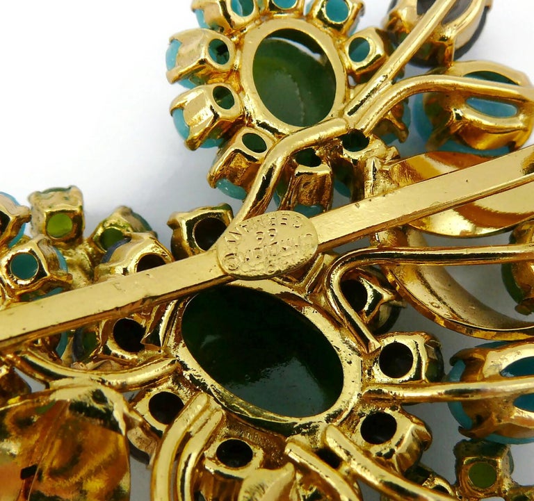 CHRISTIAN DIOR Vintage Jewelled Floral Heart Brooch, 1966 For Sale