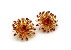 CHRISTIAN DIOR Vintage Jewelled Flower Clip-On Earrings, 1966