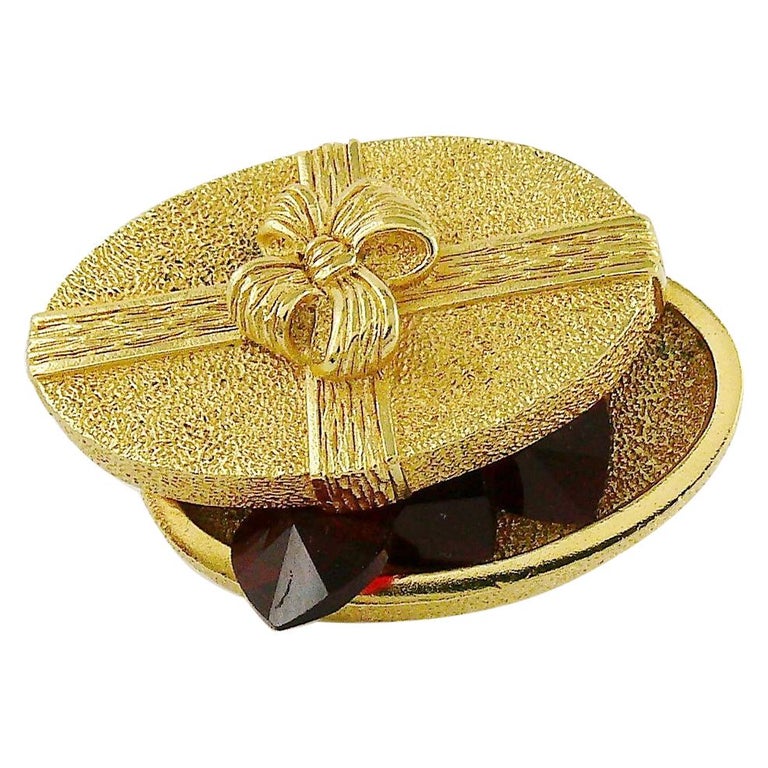 Christian Dior Vintage Jewelled Gift Box Brooch For Sale