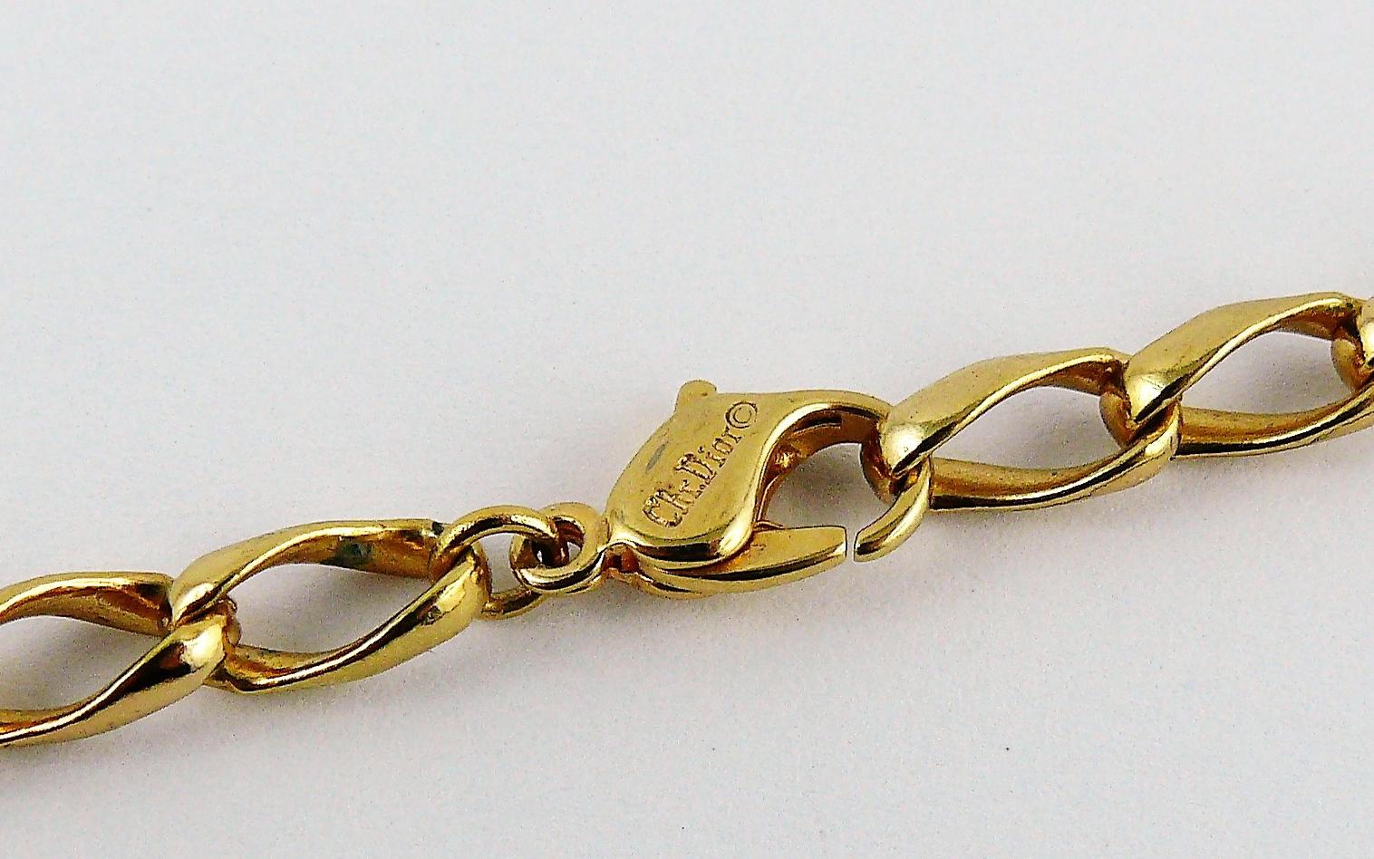 Christian Dior Vintage Jewelled Goldfarbene Kette Sautoir Halskette im Angebot 8