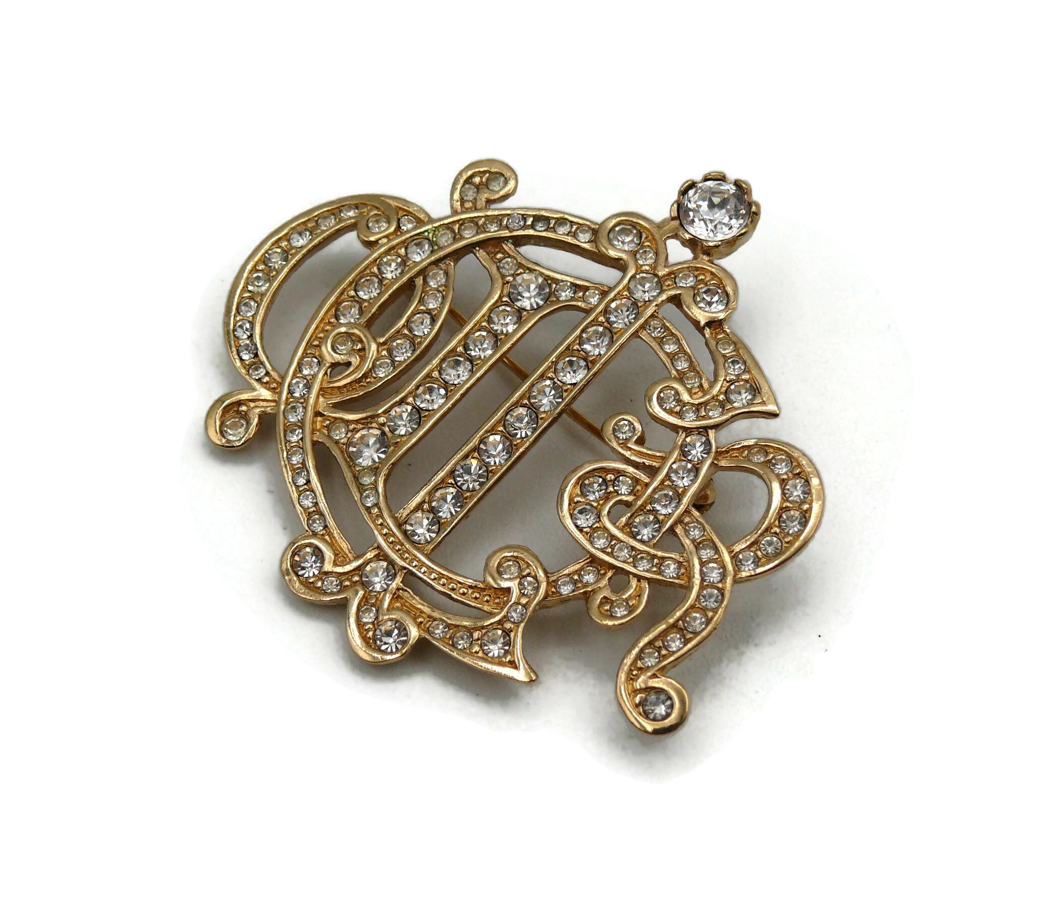CHRISTIAN DIOR Vintage-Brosche mit Juwelen-Monogramm-Logo im Angebot 1