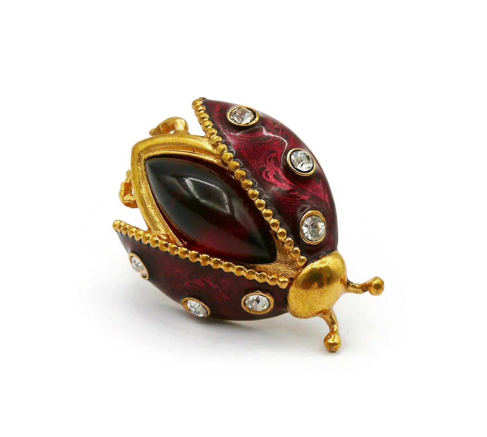 CHRISTIAN DIOR Vintage Jewelled Ladybug Brooch In Good Condition For Sale In Nice, FR