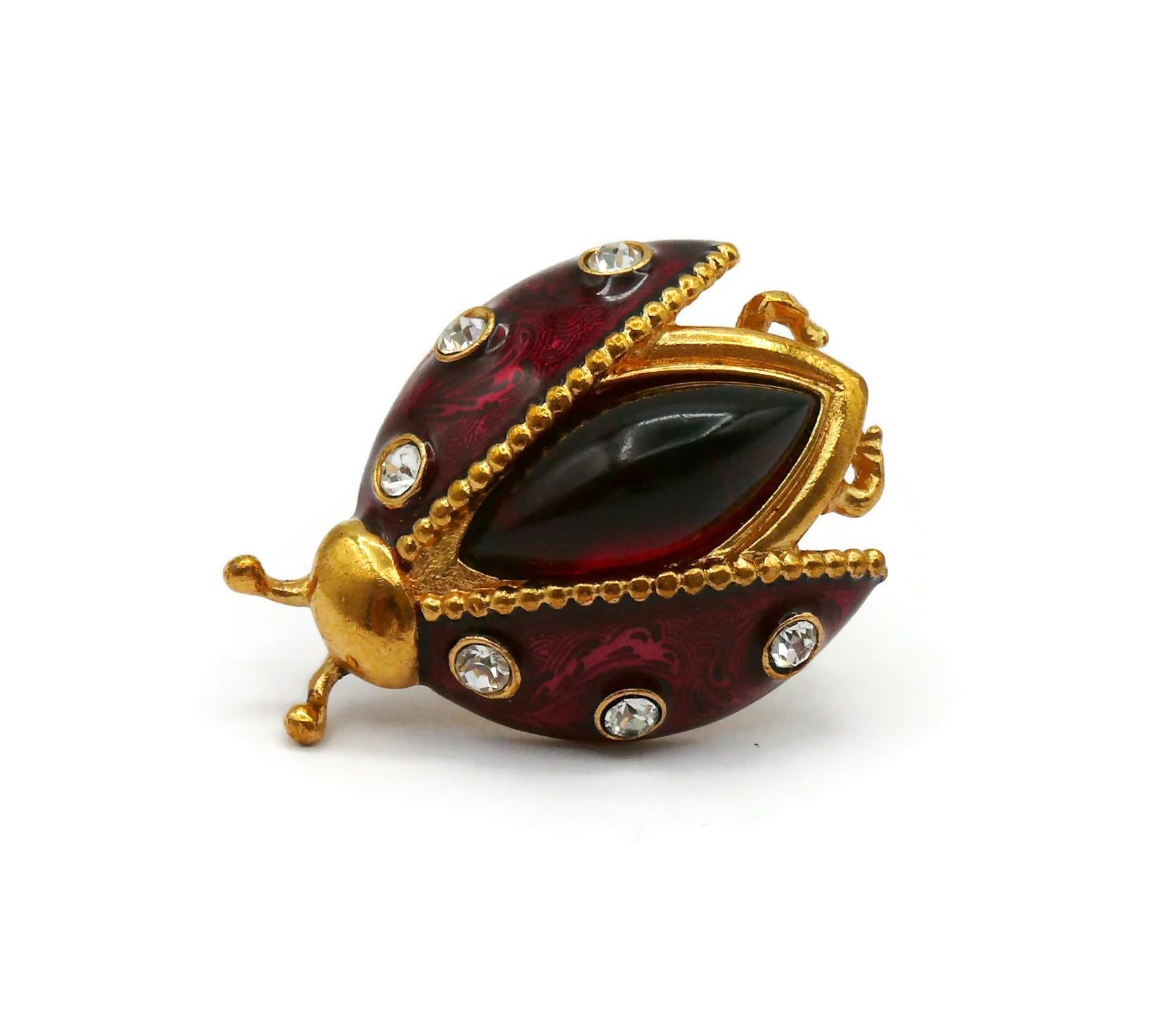 CHRISTIAN DIOR Vintage Jewelled Ladybug Brooch In Good Condition For Sale In Nice, FR