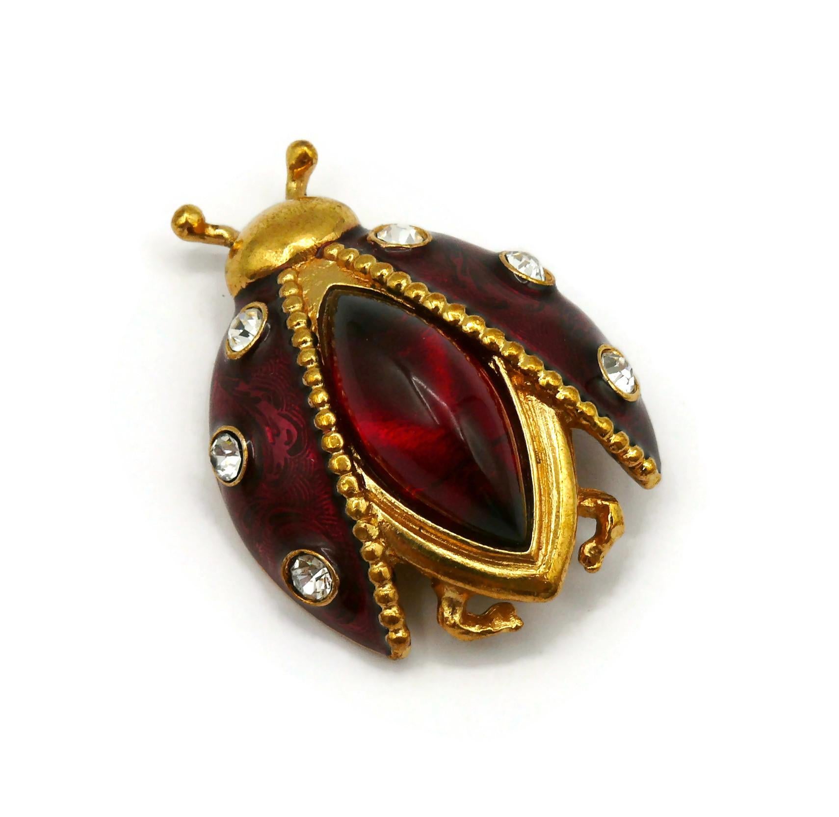 CHRISTIAN DIOR Broche Ladybug vintage ornée de bijoux en vente 3