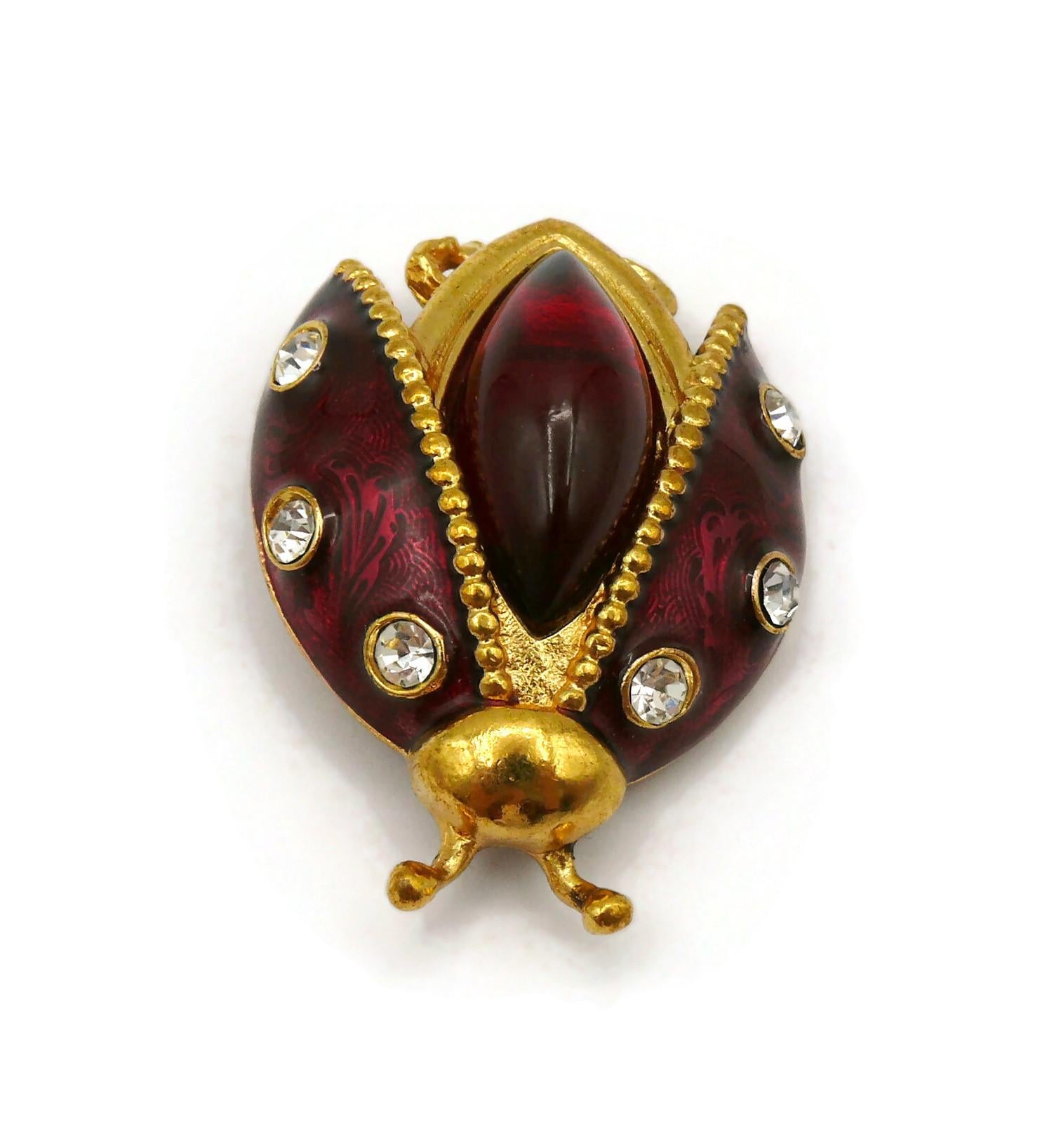 CHRISTIAN DIOR Vintage Jewelled Ladybug Brooch For Sale 4