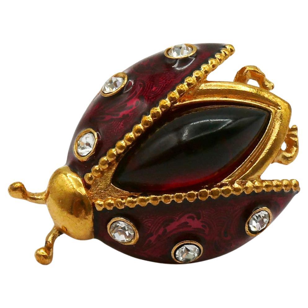 CHRISTIAN DIOR Vintage Jewelled Ladybug Brooch