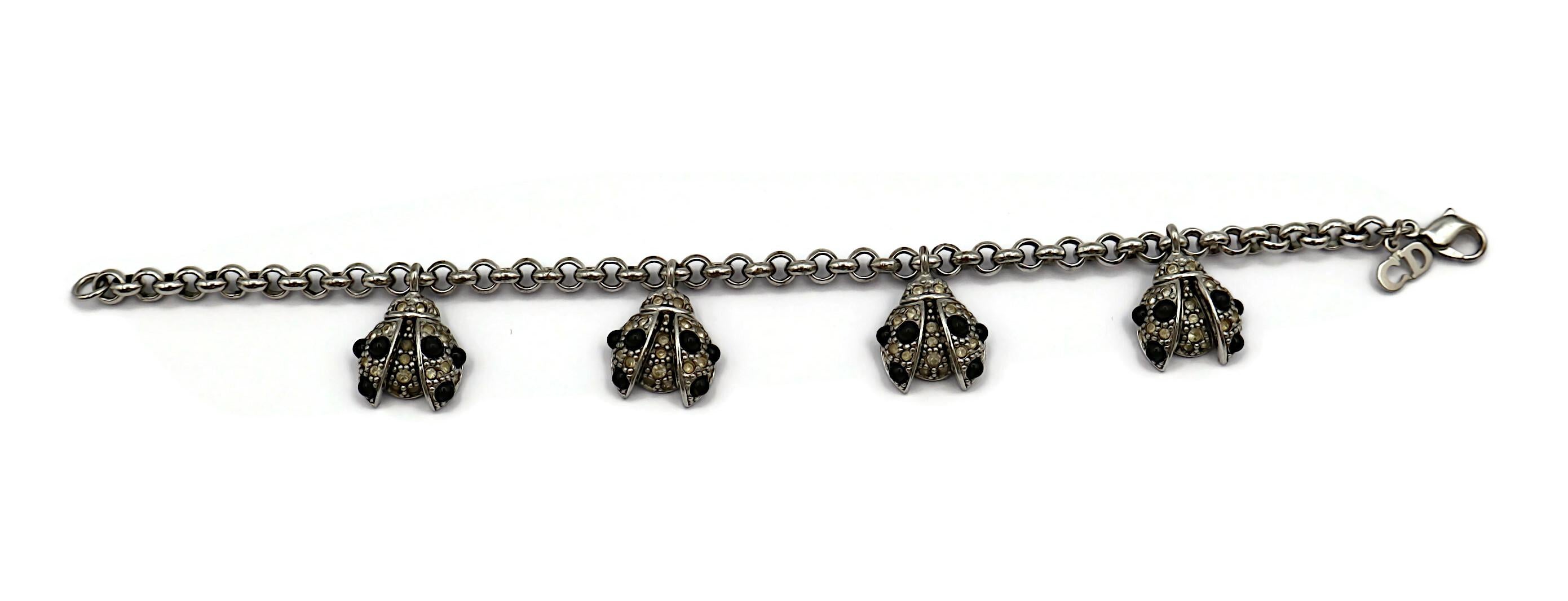 Women's CHRISTIAN DIOR Vintage Jewelled Ladybug Charm Bracelet For Sale