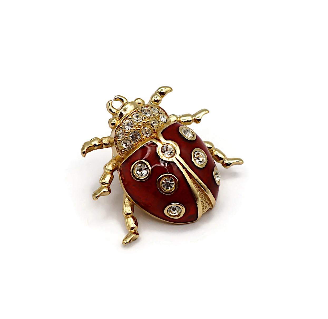 CHRISTIAN DIOR Vintage Jewelled Ladybug Pin Brooch For Sale 1