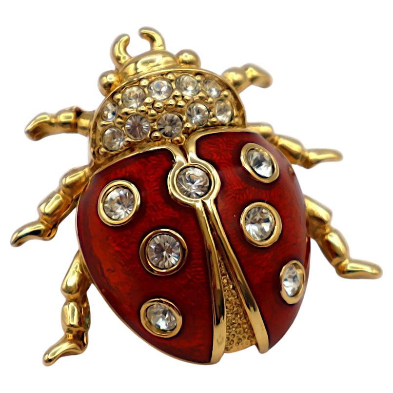 CHRISTIAN DIOR Vintage Jewelled Ladybug Pin Brooch at 1stDibs