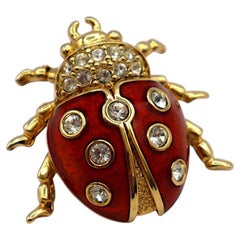 CHRISTIAN DIOR Vintage Jewelled Ladybug Pin Brooch